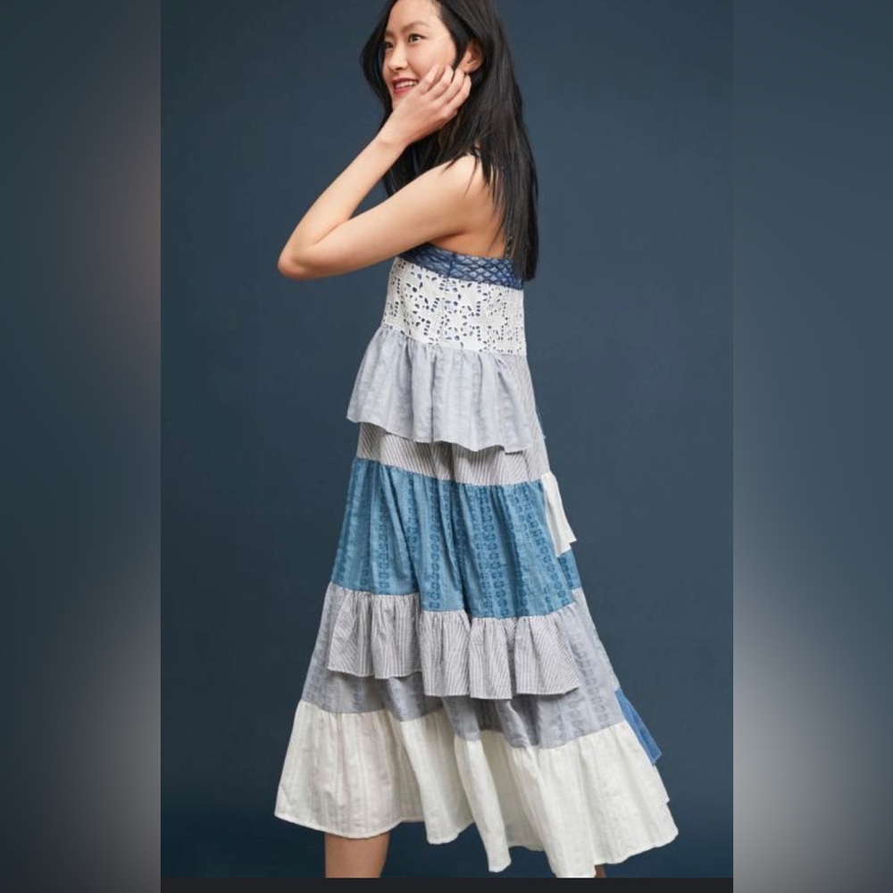 Anthropologie Tiered Patchwork Midi Dress~Love Binetti